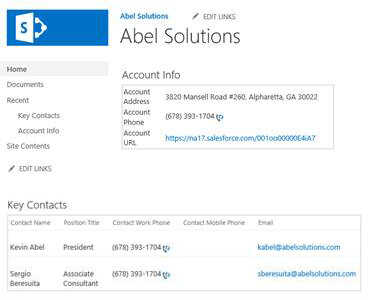 account info r2 1 - Accessing Salesforce.com data from SharePoint workflows