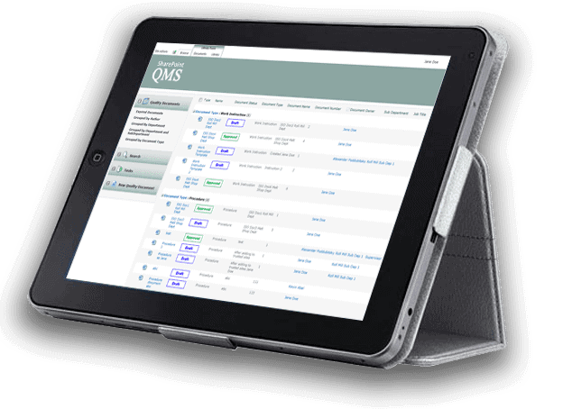 SP QMS screen shot tablet2 - Manufacturing