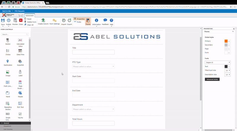 Nintex Responsive Forms 2 Column Layout 800px 1 - 5 Great Features of the Nintex Responsive Form Designer