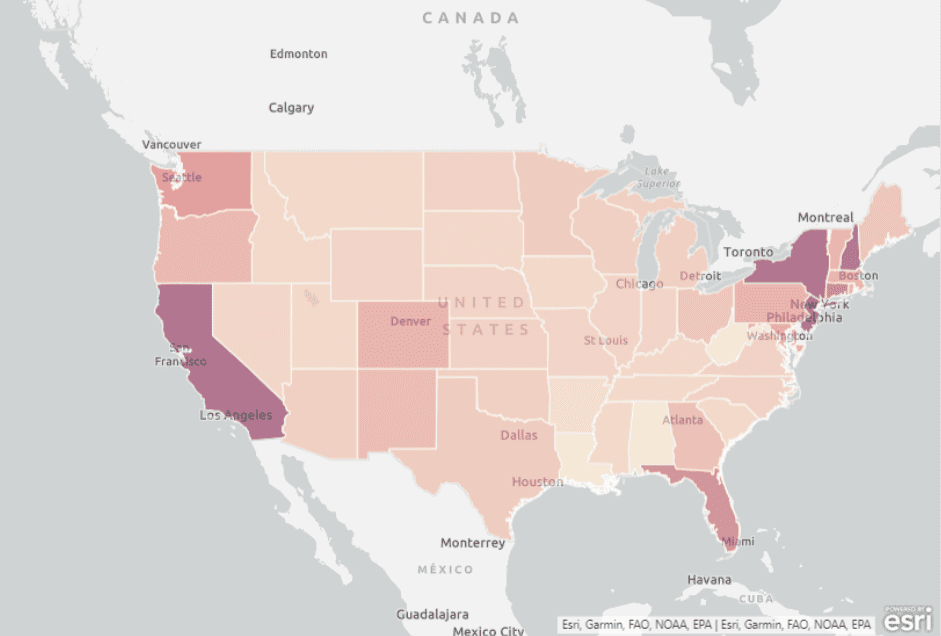 US map of rent values - Better Results from Big Data using Power BI