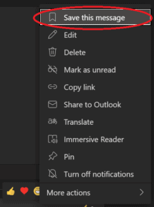 Microsoft Teams Features - Save This Message