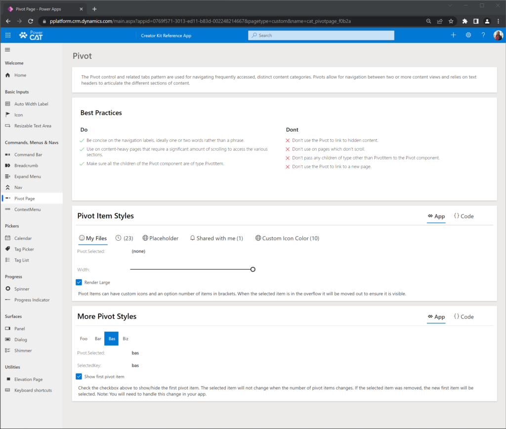 Power Platform Creator Kit Reference App