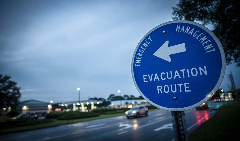 Natural Disaster Evacuation Route sign